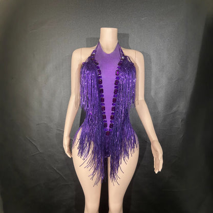 Sequin Tassel Dance Jumpsuit