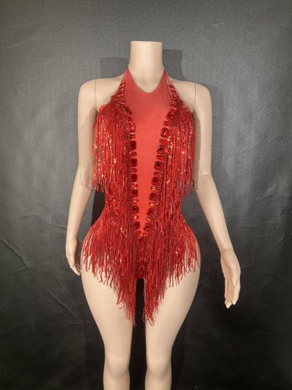 Sequin Tassel Dance Jumpsuit