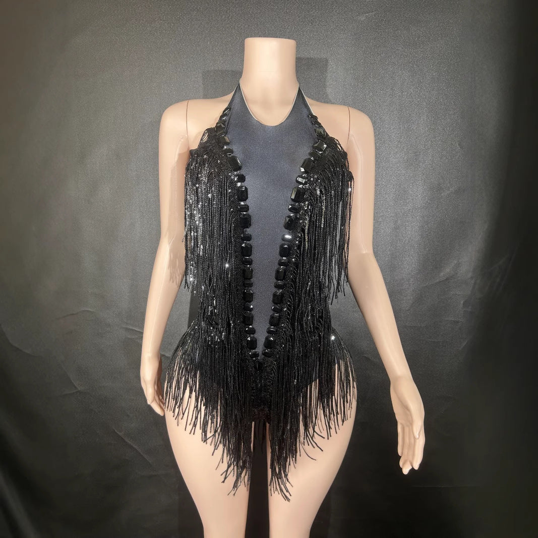 Sequin Tassel Dance Jumpsuit