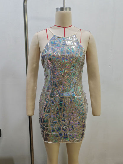 Sequined halter dress