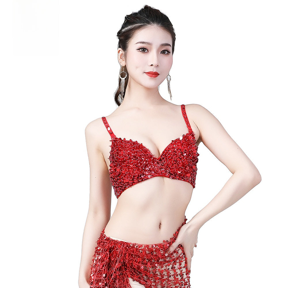 Sequined Push-Up Bra with Adjustable Back Clasp