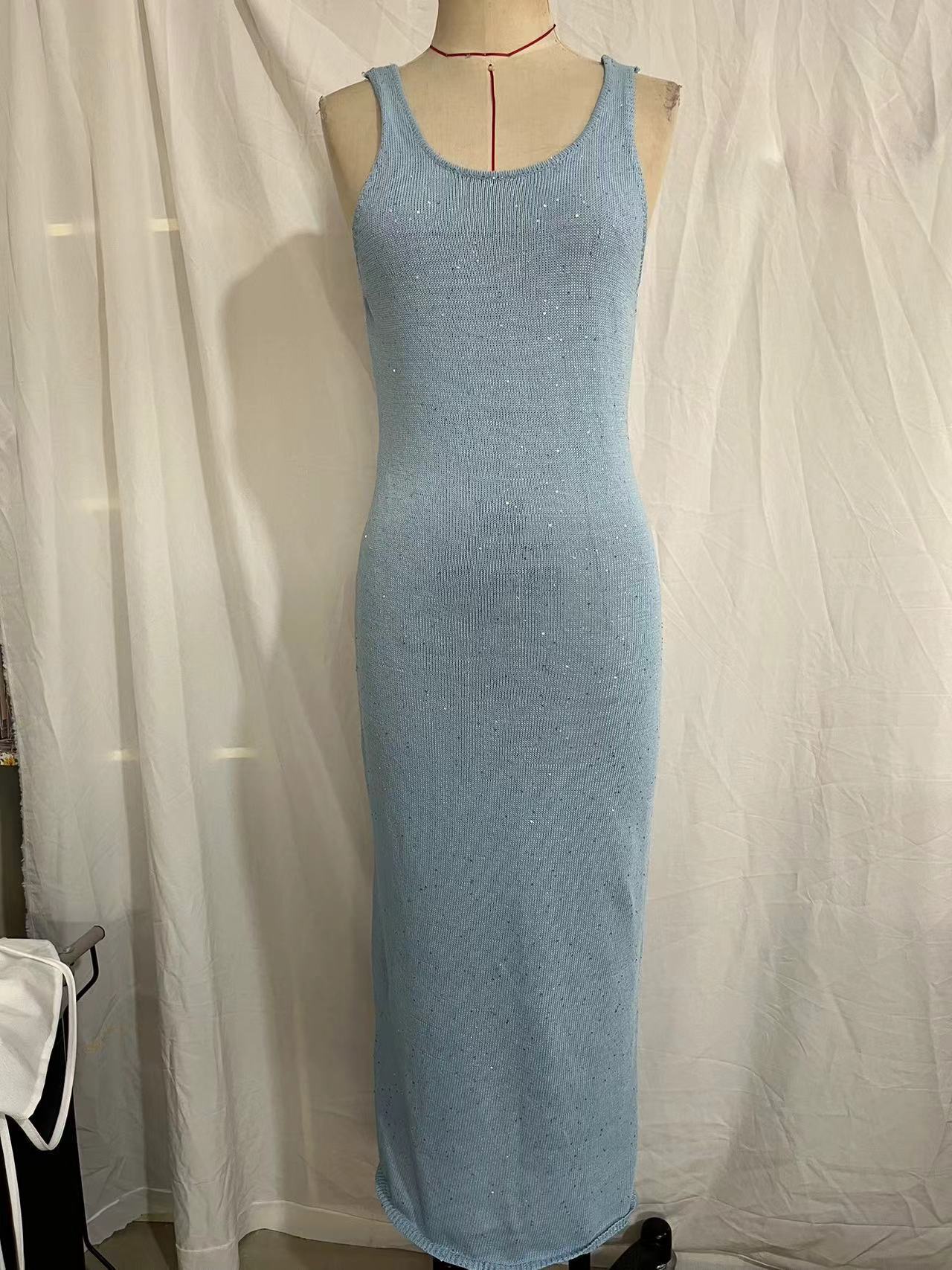 Sequined sheath sleeveless vest dress