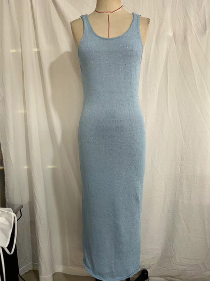 Sequined sheath sleeveless vest dress