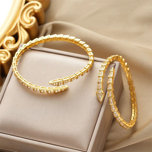 Serpentine Crystal Cuff Bracelet