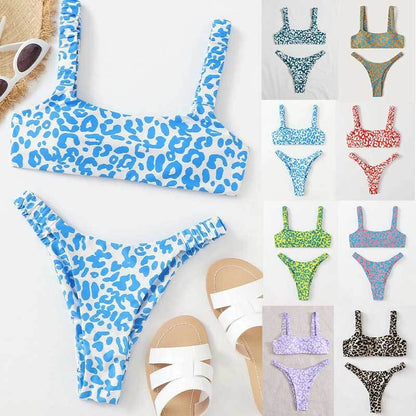 Sexy and Fashionable Multi-Color High-Waist Printed Split Bikini Swimsuit
