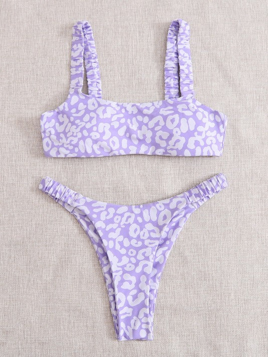 Sexy and Fashionable Multi-Color High-Waist Printed Split Bikini Swimsuit