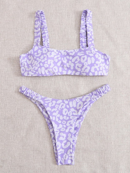 Sexy and Fashionable Multi-Color High-Waist Printed Split Bikini Swimsuit