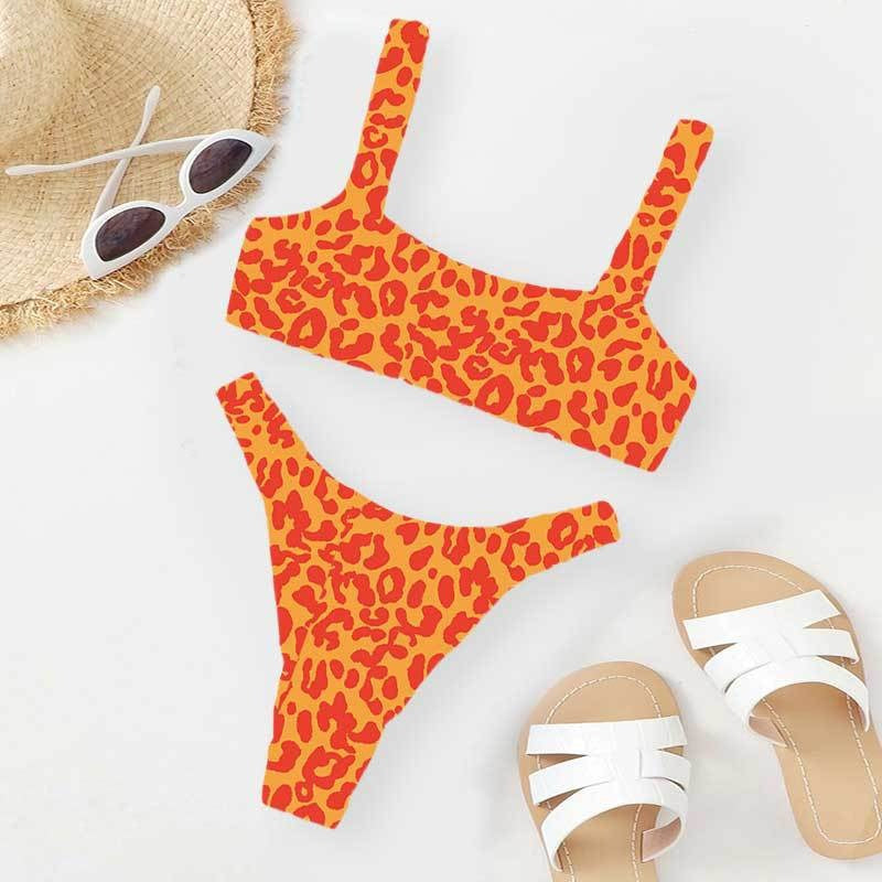 Sexy and Fashionable Multi-Color High-Waist Printed Split Bikini Swimsuit