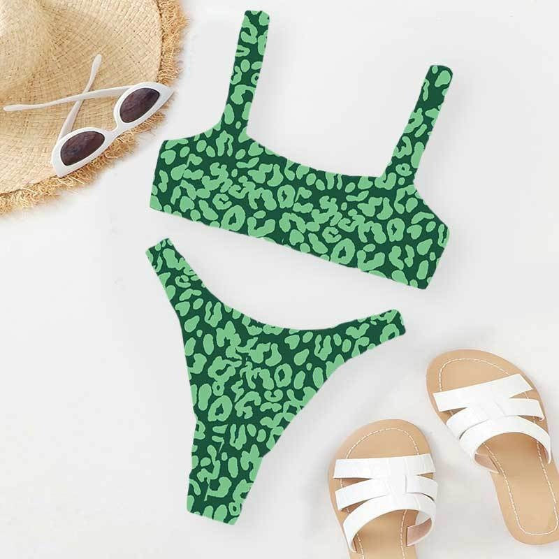Sexy and Fashionable Multi-Color High-Waist Printed Split Bikini Swimsuit