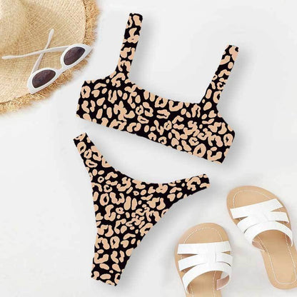 Sexy and Fashionable Multi-Color High-Waist Printed Split Bikini Swimsuit