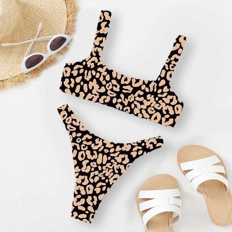 Sexy and Fashionable Multi-Color High-Waist Printed Split Bikini Swimsuit