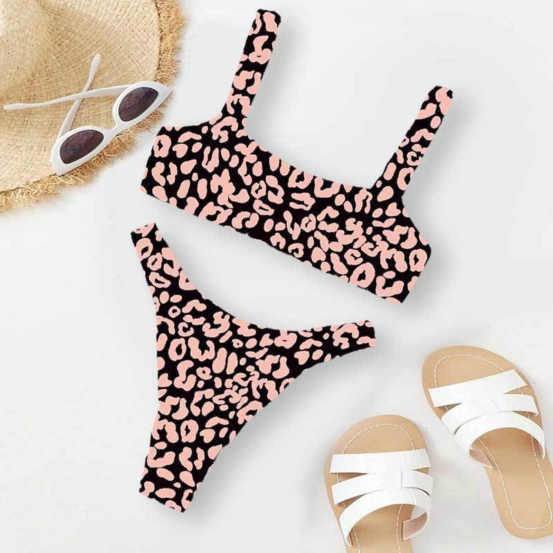 Sexy and Fashionable Multi-Color High-Waist Printed Split Bikini Swimsuit