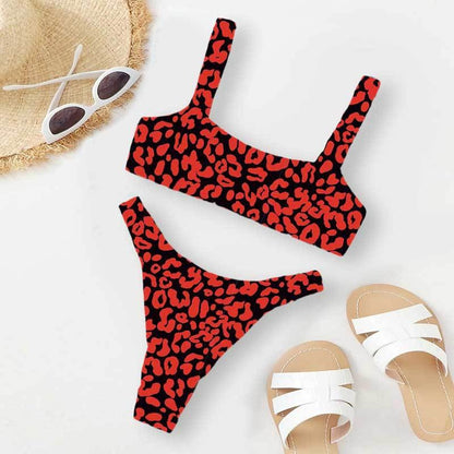 Sexy and Fashionable Multi-Color High-Waist Printed Split Bikini Swimsuit