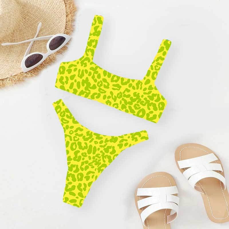 Sexy and Fashionable Multi-Color High-Waist Printed Split Bikini Swimsuit