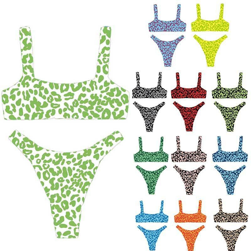 Sexy and Fashionable Multi-Color High-Waist Printed Split Bikini Swimsuit