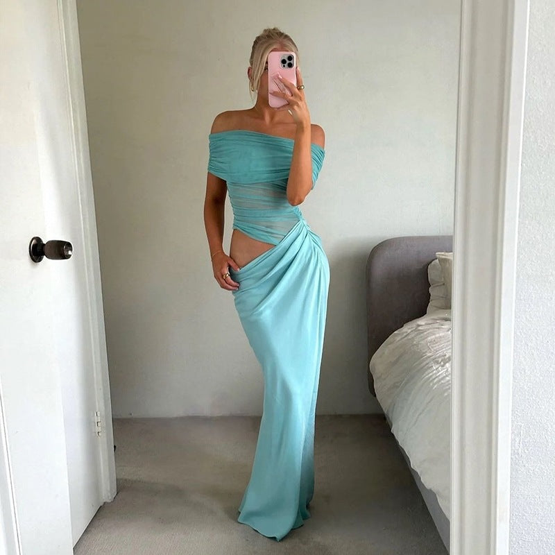 Sexy Backless Mesh Splicing Bodycon Dress