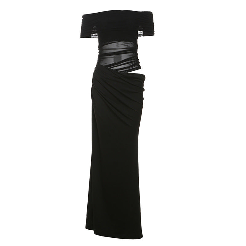 Sexy Backless Mesh Splicing Bodycon Dress