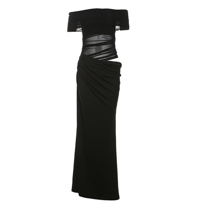 Sexy Backless Mesh Splicing Bodycon Dress
