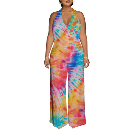 Sexy Backless Tie-Dye Jumpsuit