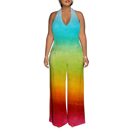 Sexy Backless Tie-Dye Jumpsuit