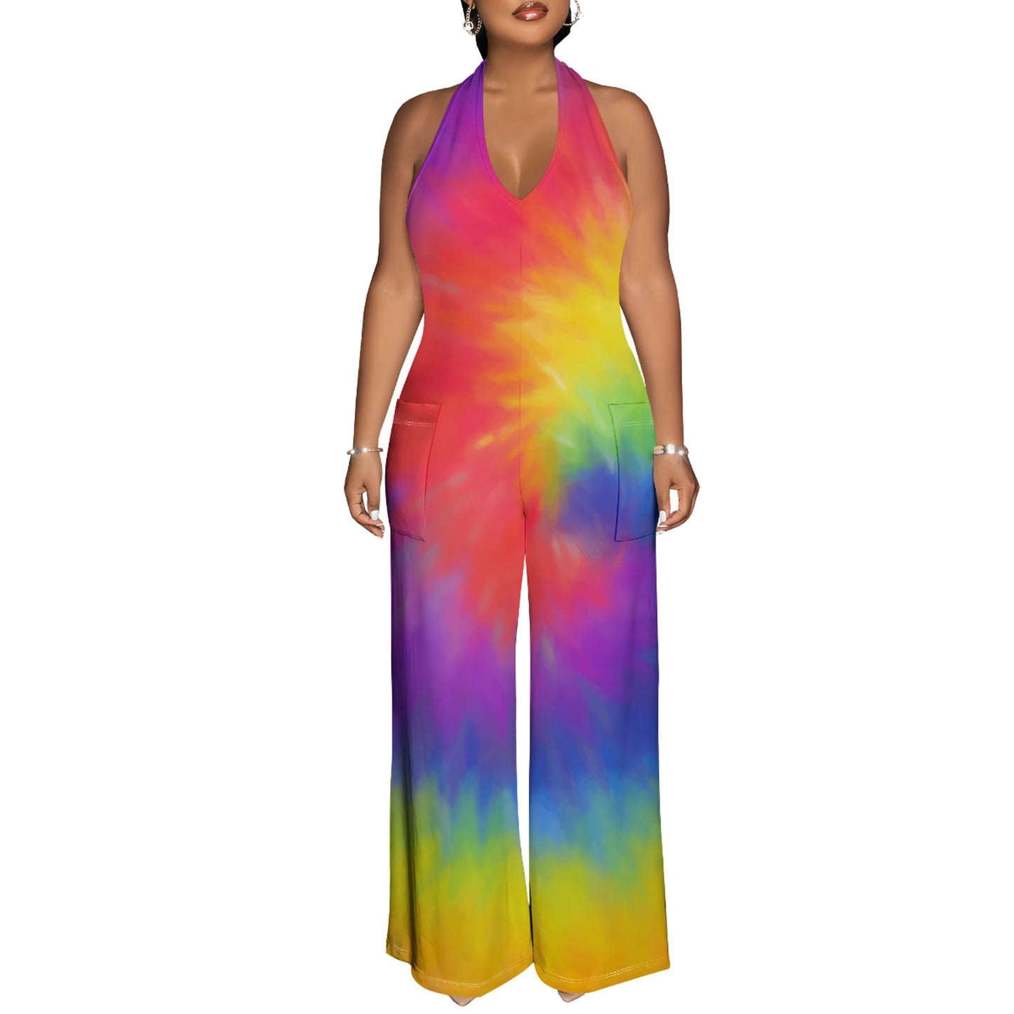Sexy Backless Tie-Dye Jumpsuit