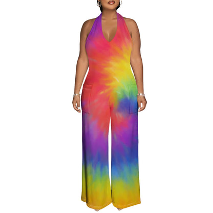 Sexy Backless Tie-Dye Jumpsuit