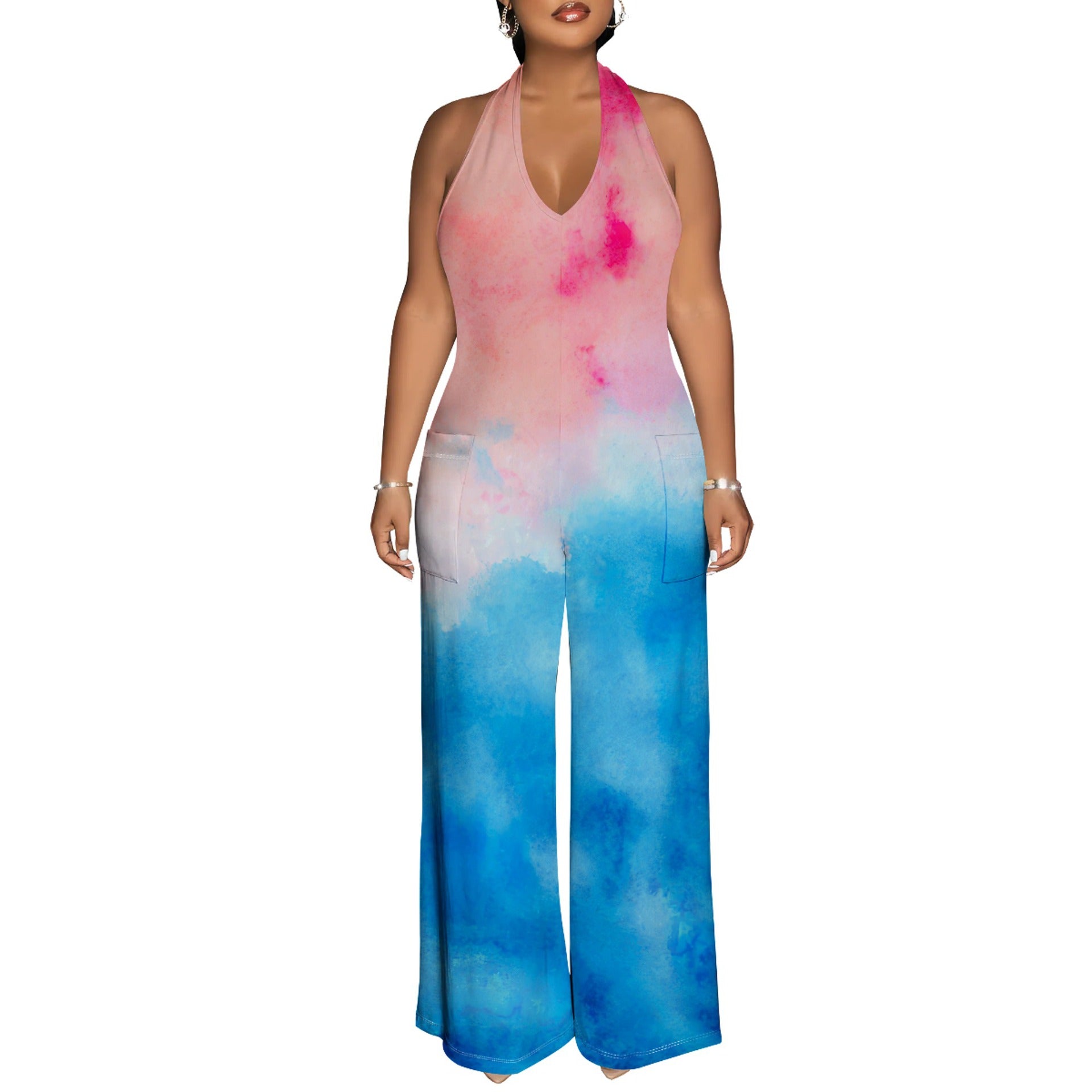 Sexy Backless Tie-Dye Jumpsuit