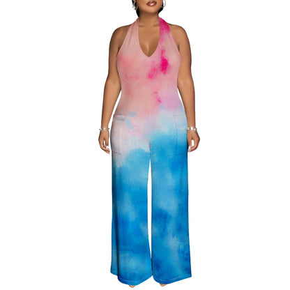 Sexy Backless Tie-Dye Jumpsuit