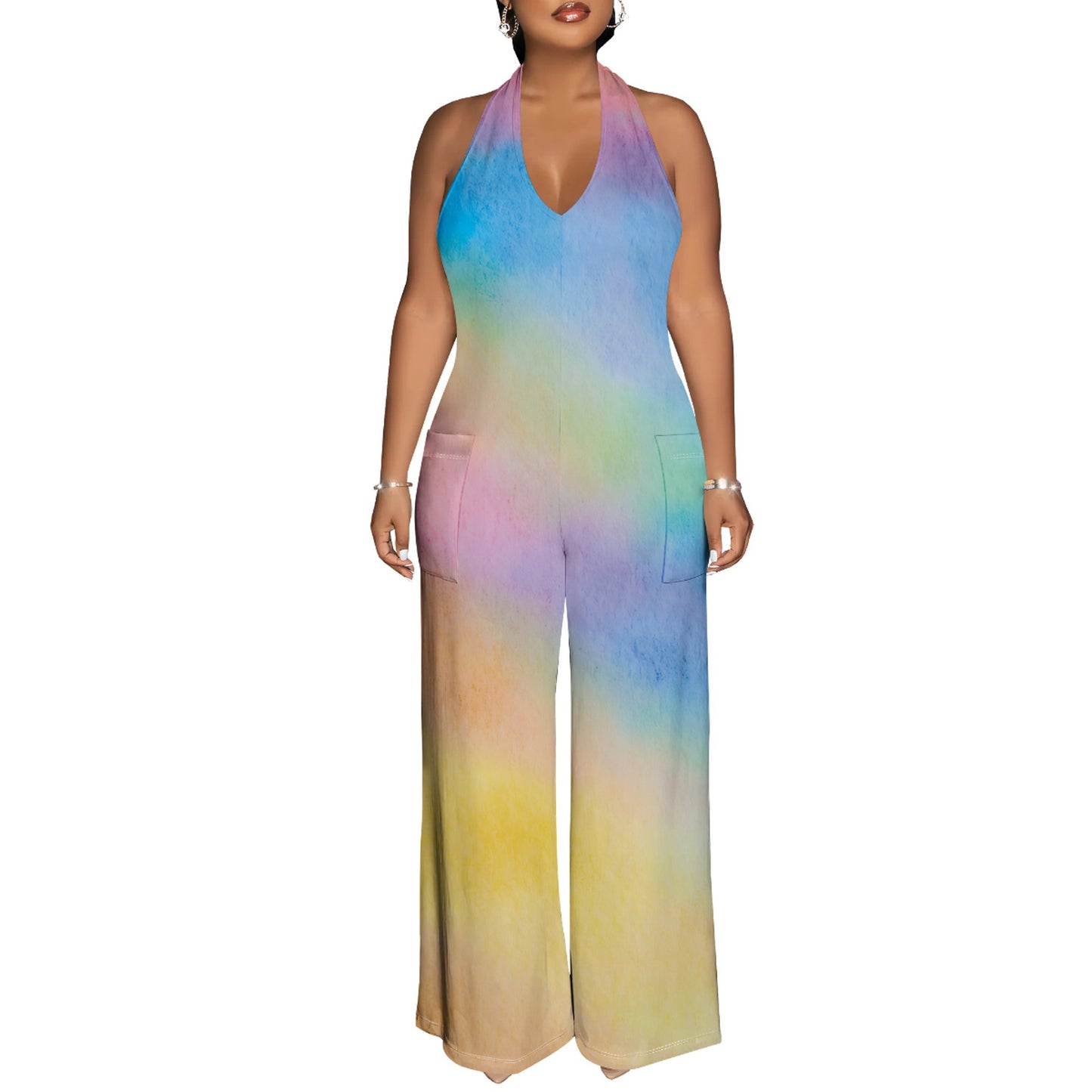 Sexy Backless Tie-Dye Jumpsuit