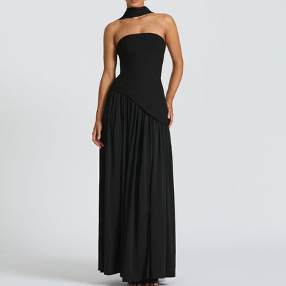 Sexy Backless Tube Top Split Hem Dress