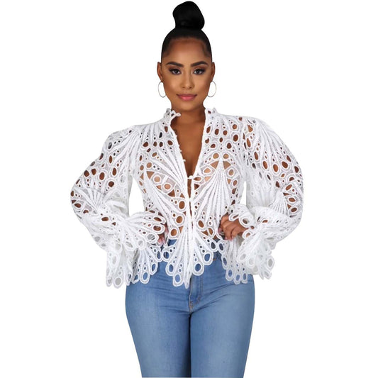 Sexy Bell Sleeve Knitted Women's Top