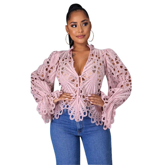 Sexy Bell Sleeve Knitted Women's Top
