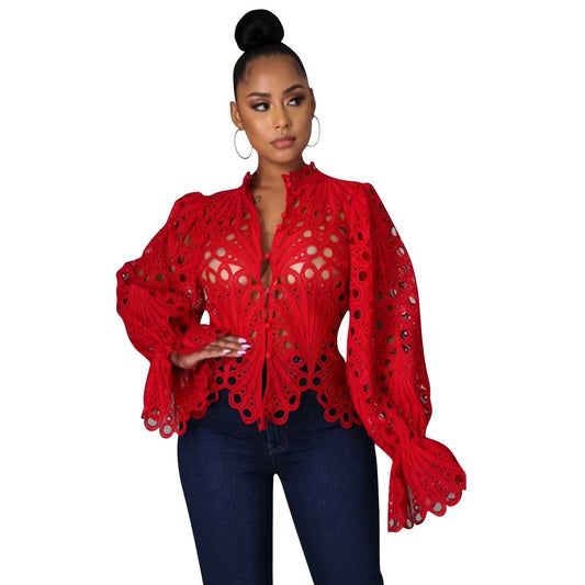 Sexy Bell Sleeve Knitted Women's Top