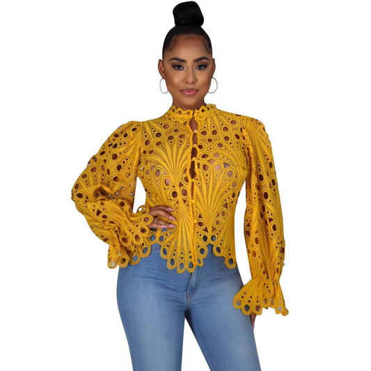 Sexy Bell Sleeve Knitted Women's Top