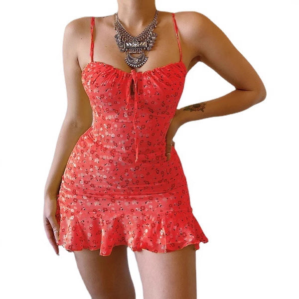Sexy floral halter dress