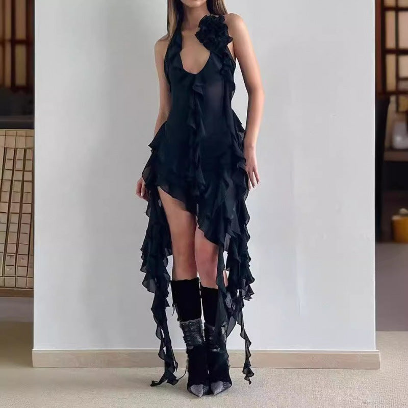 Sexy Floral Hanging Neck Dress