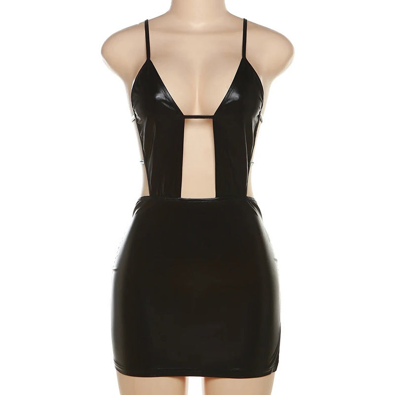 Sexy Glossy Hollow Bodycon Dress for Women