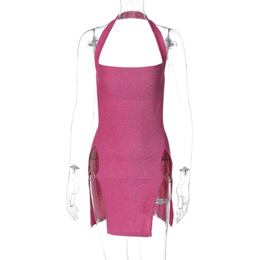 Sexy Halter Split Sheath Dress