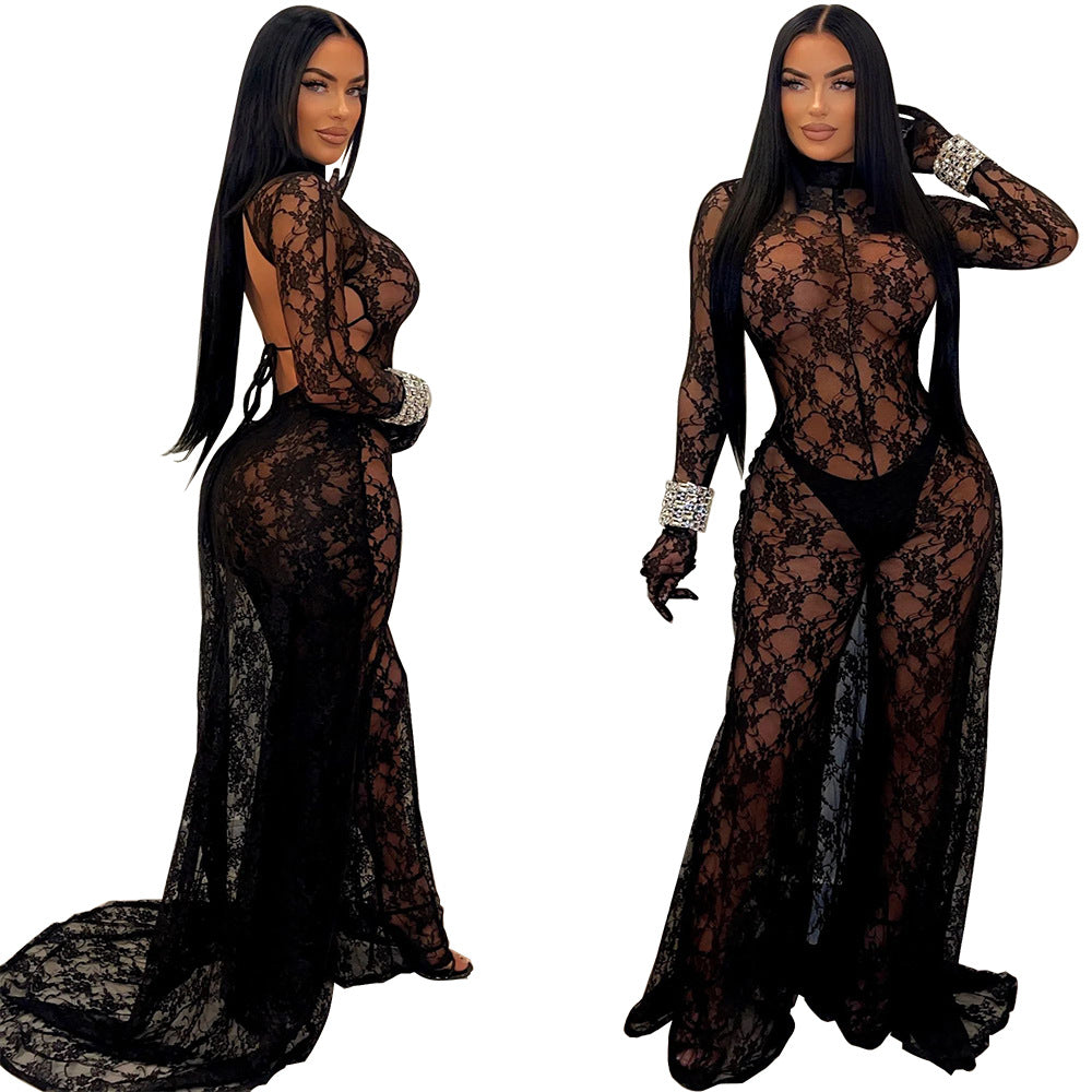 Sexy Lace Backless Strappy Jumpsuit