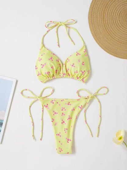 Sexy Lace-Up Bikini Three-Piece Swimsuit for Women