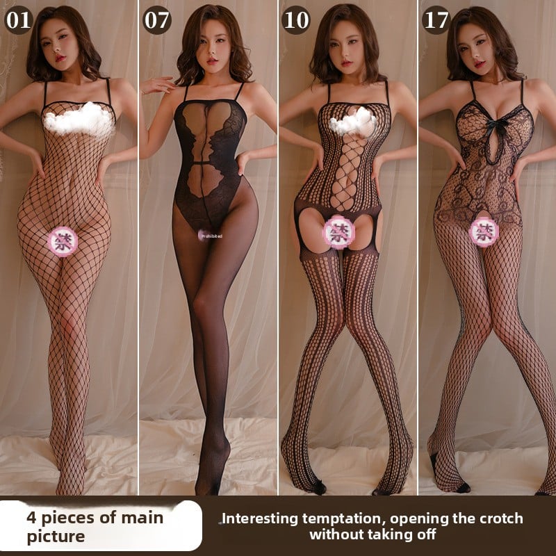 Sexy lingerie sexy ladies passion suit transparent sexy temptation open net stockings direct selling a generation of hair