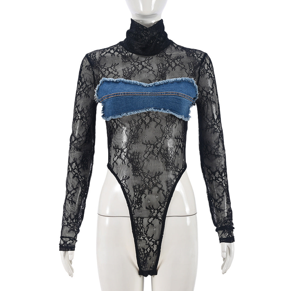 Sexy Long-Sleeved Lace Jumpsuit