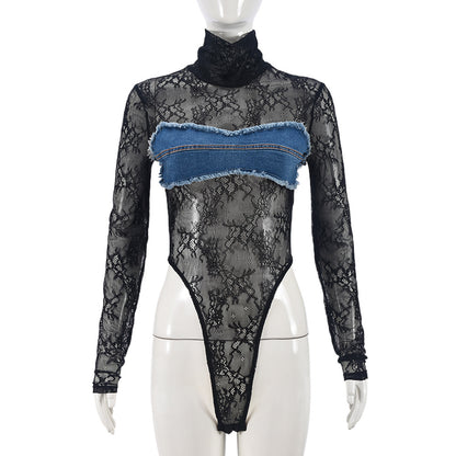 Sexy Long-Sleeved Lace Jumpsuit