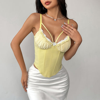 Sexy Mesh Lace Backless Camisole Top.