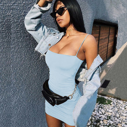 Sexy Off Shoulder Bodycon Pleated Midi Dress
