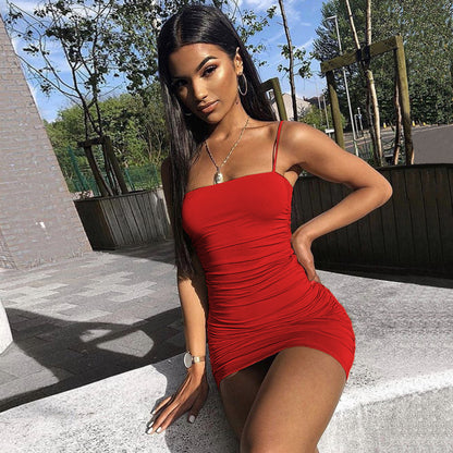 Sexy Off Shoulder Bodycon Pleated Midi Dress