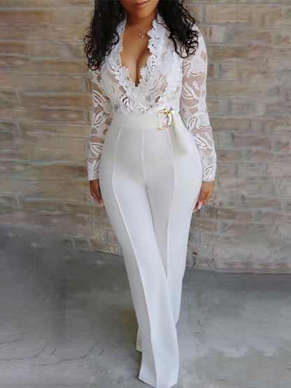 Sexy see-through lace long pants