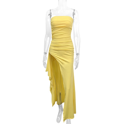 Sexy side slit irregular hip skirt