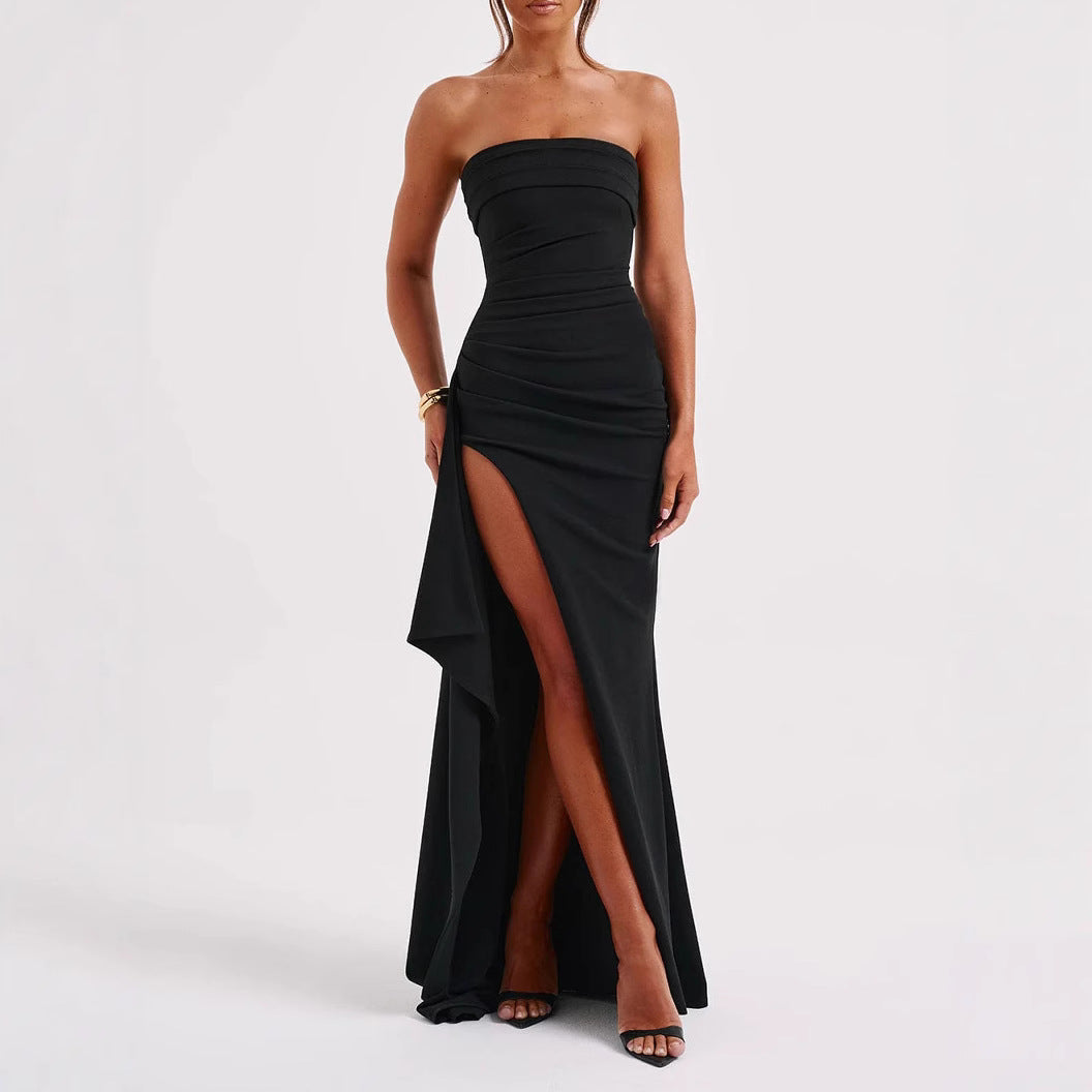 Sexy side slit irregular hip skirt