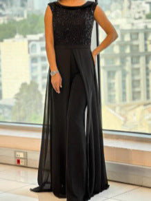 Sexy sleeveless backless sequined long dress